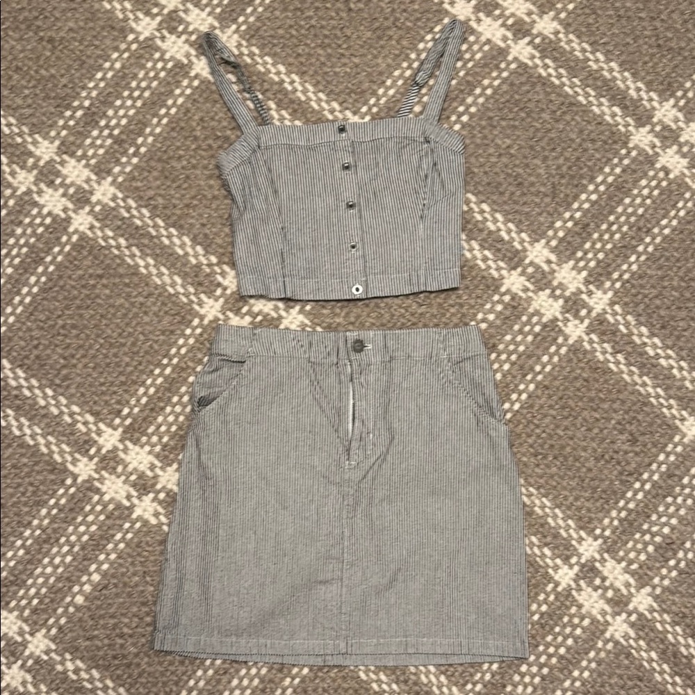 NWT Hollister | Striped Gray Women's Skirt Set
